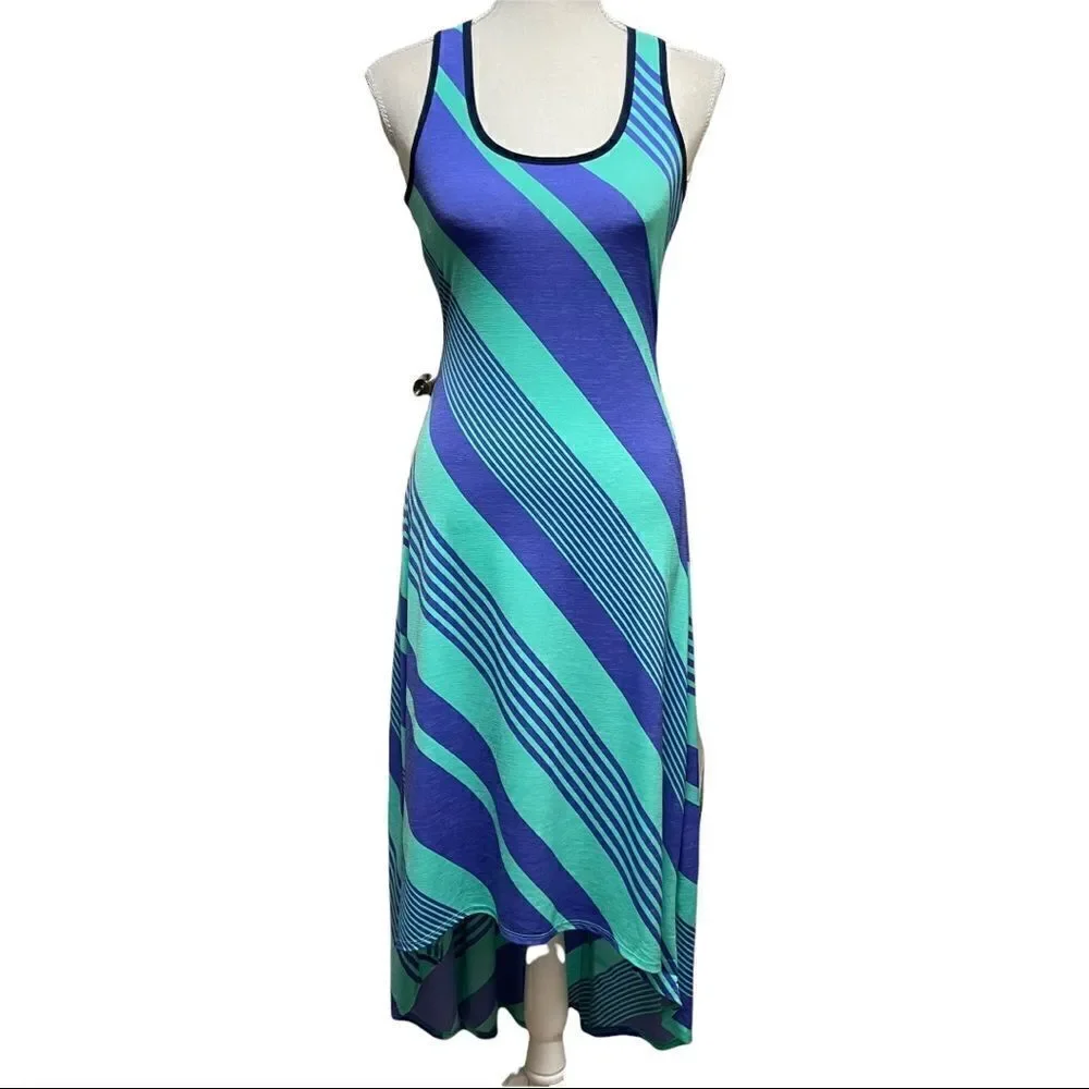 Silvergate Green Purple Striped High-Low Dress SMALL - Picture 2 of 15